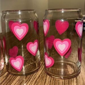 Heart Patterned Glass Tumblers